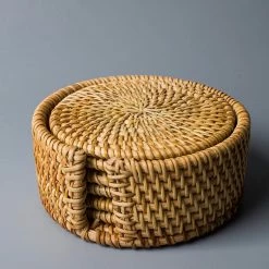 Staunton And Henry Kitchen Rattan Coasters - Set Of 6
