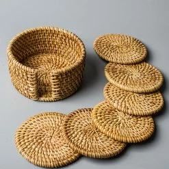 Staunton And Henry Kitchen Rattan Coasters - Set Of 6