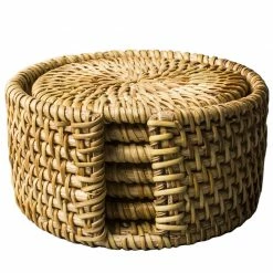 Staunton And Henry Kitchen Rattan Coasters - Set Of 6