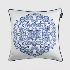 Staunton And Henry Oriental Blue And White Throw Cushion Home Accessories