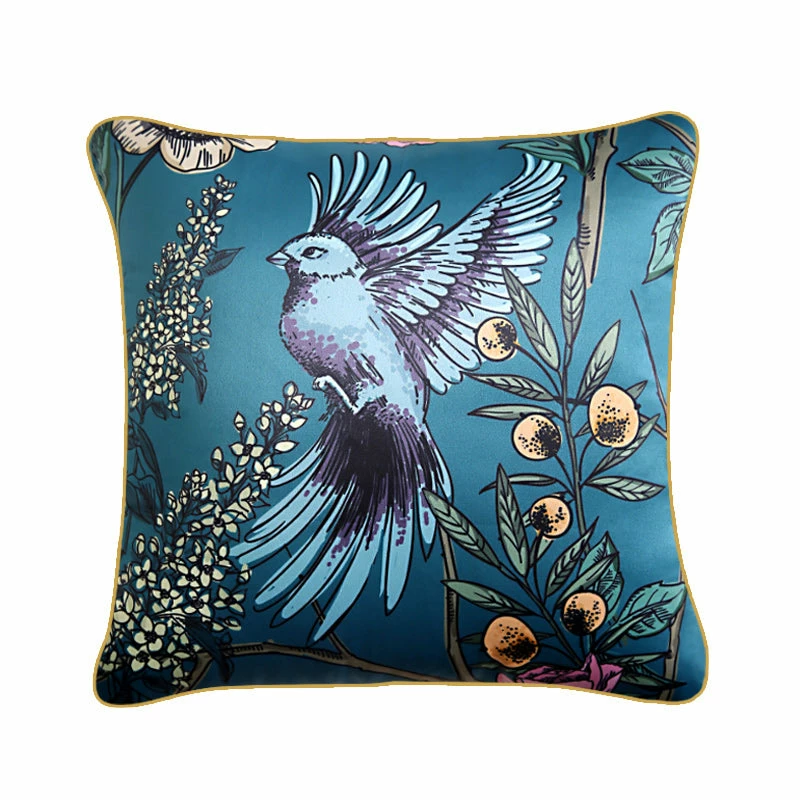 Staunton And Henry Home Accessories Teal Oriental Bird Throw Cushion