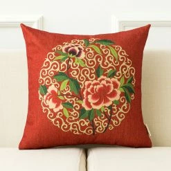Staunton And Henry Modern Red Oriental Throw Cushion