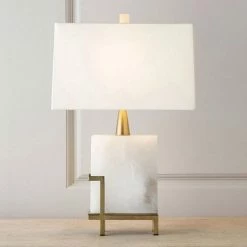 Staunton And Henry Modern Square White Marble Table Lamp Lighting