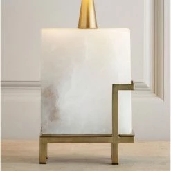 Staunton And Henry Modern Square White Marble Table Lamp Lighting