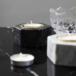 Staunton And Henry Home Accessories Marble Tea Light Candle Holders - Set Of 3