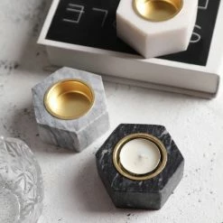 Staunton And Henry Home Accessories Marble Tea Light Candle Holders - Set Of 3