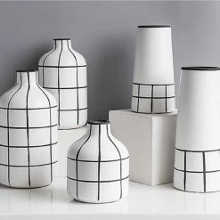 Staunton And Henry Home Accessories Monochrome Tile Pattern Vases
