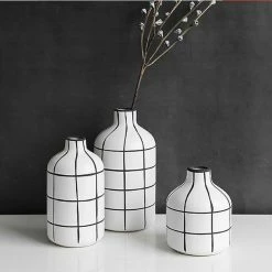Staunton And Henry Home Accessories Monochrome Tile Pattern Vases