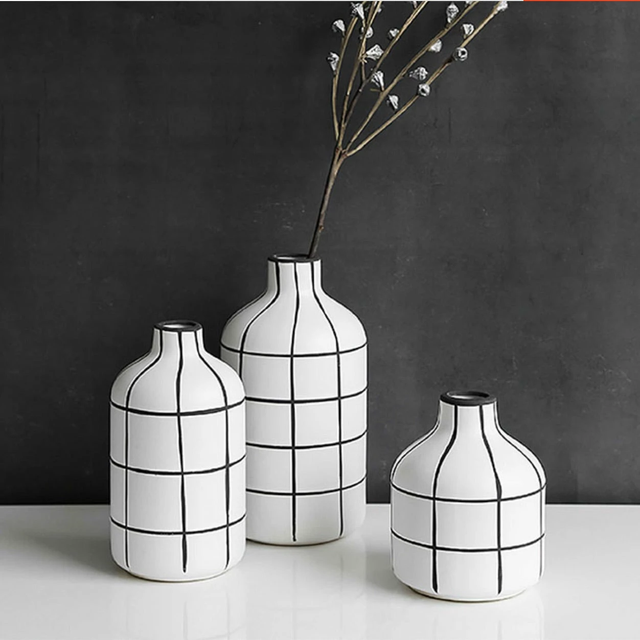 Staunton And Henry Home Accessories Monochrome Tile Pattern Vases