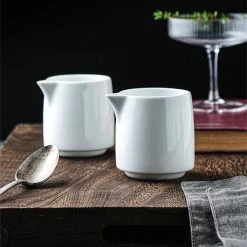 Staunton And Henry Modern White Milk Jug - Set Of 2