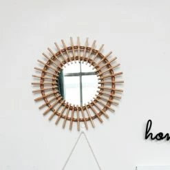 Staunton And Henry Round Rattan Frame Mirror Wall Decor