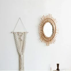 Staunton And Henry Round Rattan Frame Mirror Wall Decor