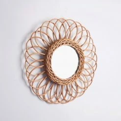 Staunton And Henry Round Rattan Frame Mirror Wall Decor
