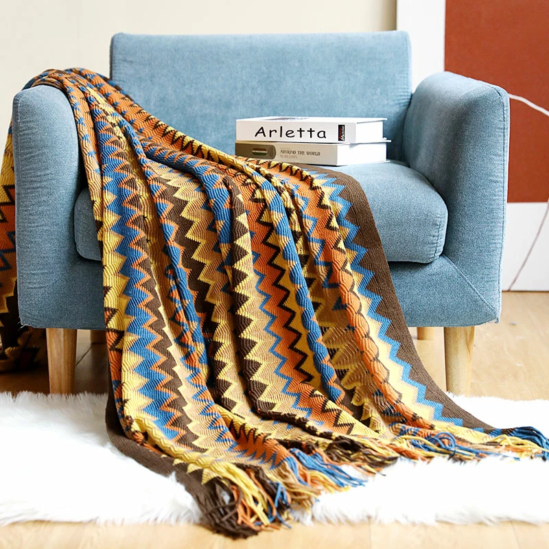 Staunton And Henry Home Accessories Colorful Crochet Chevron Throw Blanket