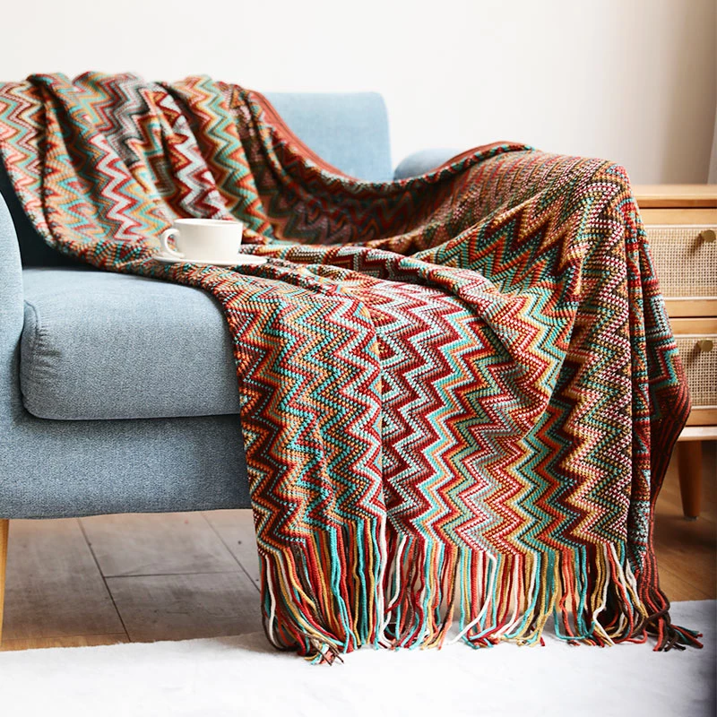 Staunton And Henry Home Accessories Colorful Crochet Chevron Throw Blanket