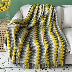 Staunton And Henry Home Accessories Colorful Crochet Chevron Throw Blanket