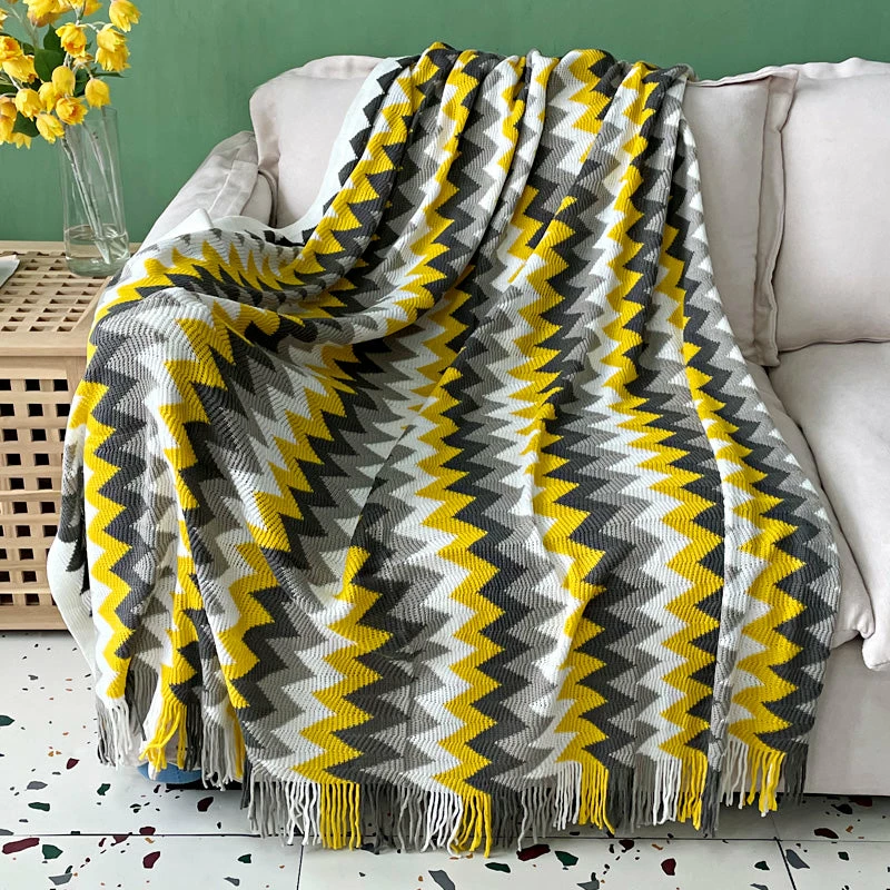 Staunton And Henry Home Accessories Colorful Crochet Chevron Throw Blanket