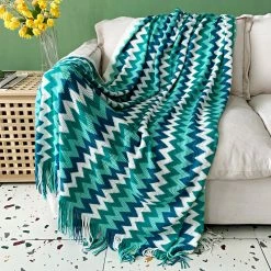 Staunton And Henry Home Accessories Colorful Crochet Chevron Throw Blanket