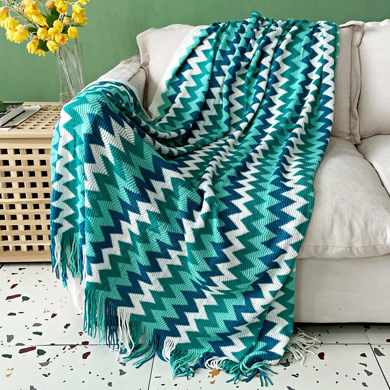 Staunton And Henry Home Accessories Colorful Crochet Chevron Throw Blanket