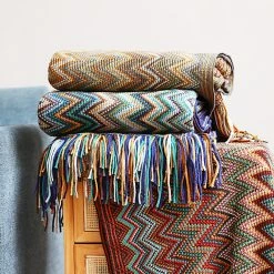 Staunton And Henry Home Accessories Colorful Crochet Chevron Throw Blanket