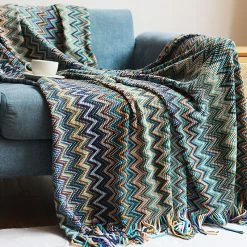 Staunton And Henry Home Accessories Colorful Crochet Chevron Throw Blanket