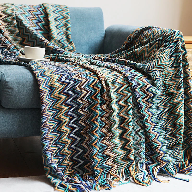 Staunton And Henry Home Accessories Colorful Crochet Chevron Throw Blanket