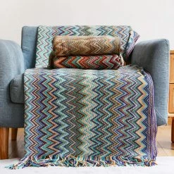 Staunton And Henry Home Accessories Colorful Crochet Chevron Throw Blanket