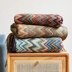 Staunton And Henry Home Accessories Colorful Crochet Chevron Throw Blanket