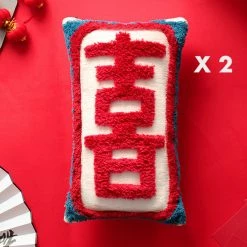 Staunton And Henry Home Accessories Retro Double Happiness Throw Cushions