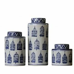 Staunton And Henry Modern Oriental Blue And White Ceramic Container Home Accessories