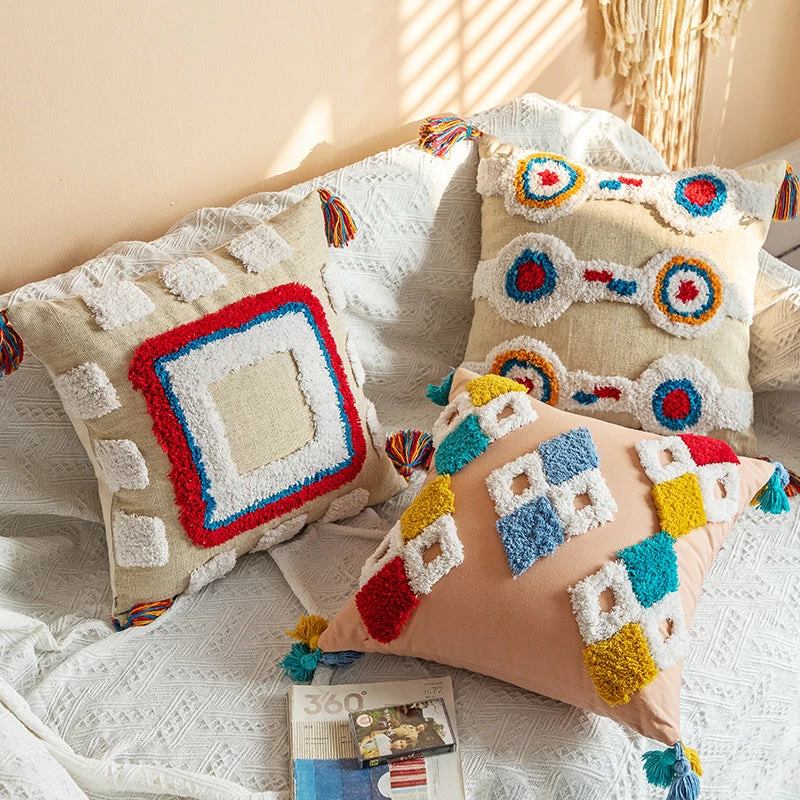 Staunton And Henry Tenzin Colorful Modern Tribal Throw Cushions