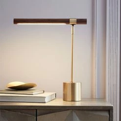 Staunton And Henry Modern Gold And Wood Desk Lamp Lighting