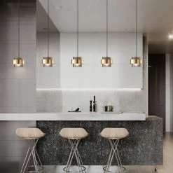 Staunton And Henry Lighting Modern Gold And Smokey Glass Pendant Light
