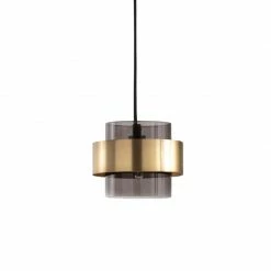 Staunton And Henry Lighting Modern Gold And Smokey Glass Pendant Light