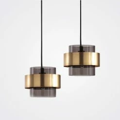 Staunton And Henry Lighting Modern Gold And Smokey Glass Pendant Light