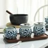 Staunton And Henry Akari Blue And White Japanese Condiment Jars