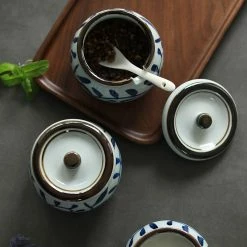 Staunton And Henry Akari Blue And White Japanese Condiment Jars