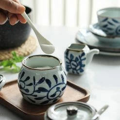 Staunton And Henry Akari Blue And White Japanese Condiment Jars