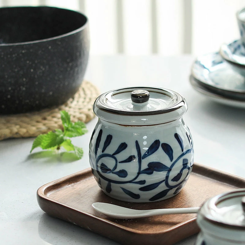 Staunton And Henry Akari Blue And White Japanese Condiment Jars