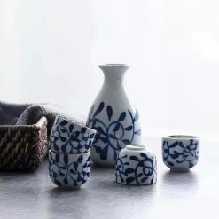 Staunton And Henry Akari Blue And White Japanese Sake Set