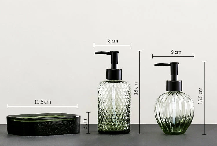 Staunton And Henry Amaro Bottle Green Bathroom Accessory Set Eclectic