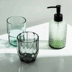 Staunton And Henry Amaro Bottle Green Bathroom Accessory Set Eclectic
