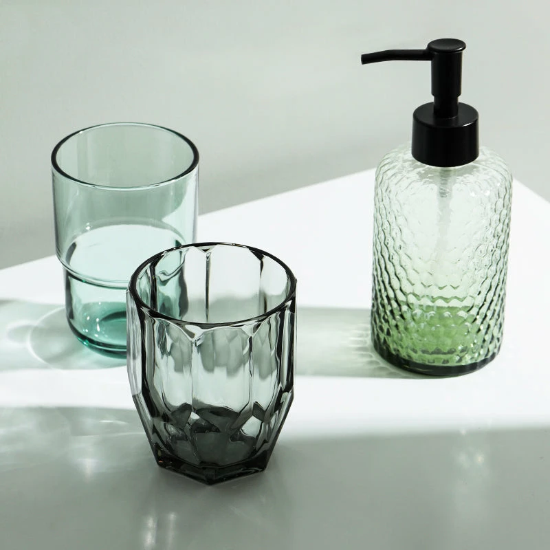 Staunton And Henry Amaro Bottle Green Bathroom Accessory Set Eclectic