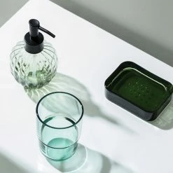 Staunton And Henry Amaro Bottle Green Bathroom Accessory Set Eclectic
