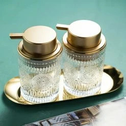 Staunton And Henry Eclectic Gold And Glass Vintage Soap Dispenser
