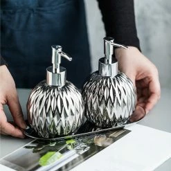 Staunton And Henry Elegant Silver Faceted Soap Dispenser