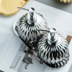 Staunton And Henry Elegant Silver Faceted Soap Dispenser