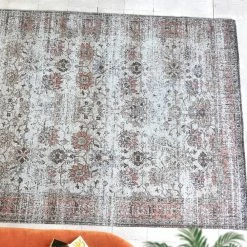 Staunton And Henry Souka Greige And Coral Distressed Rug Rugs