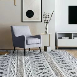 Staunton And Henry Adanno Cream And Black Modern Rug