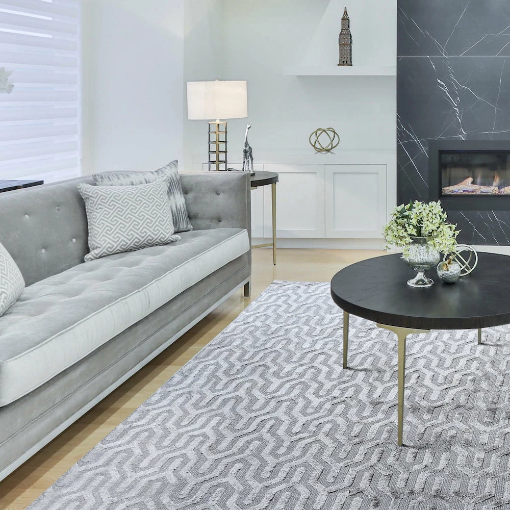 Staunton And Henry Maynard Beige Grey Viscose Rug Rugs